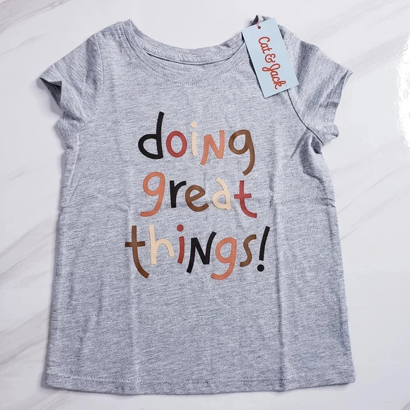 Cat & Jack Doing Great Things Graphic Short Sleeve Tee Shirt Fall Colors Unisex - Picture 7 of 10